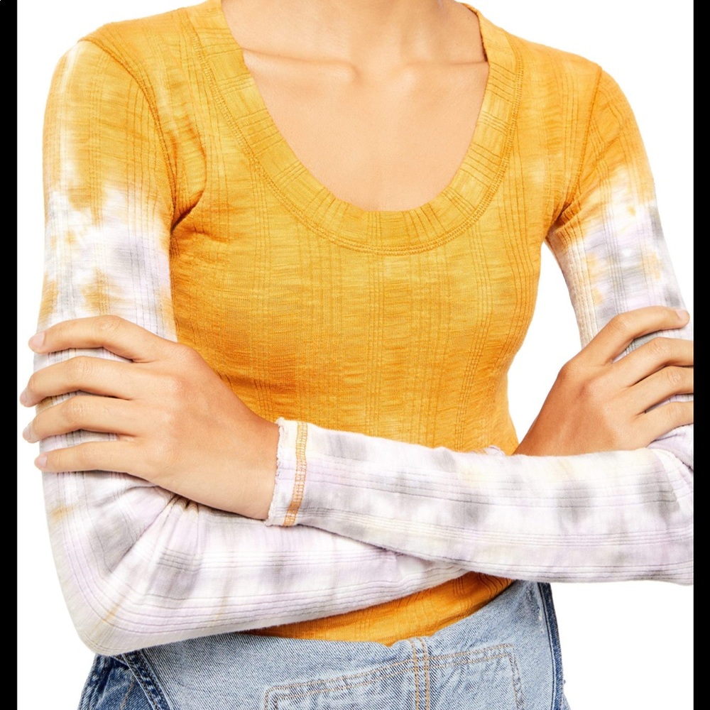 Free people tie dye scoop neck t shirt orange